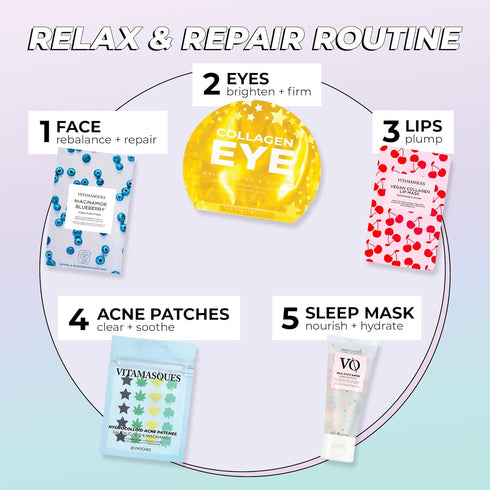 Lip Mask by Vitamasques, 3-Pack - Cherry Vegan Collagen Lip Mask Sheets, Repair for Dry & Chapped Lips - Nourishing & Hydrating - Wild Cherries & ...