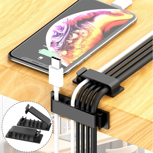 ELII 300PCS Cable Management Kit,4 Cable Sleeve 35 Cable Clips with 11Cord Holders,15+5Roll Cable Organizer Straps and 200 Fastening Cable Ties,20...