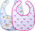 Littleforbig Cotton Waterproof Adult Babydoll Bib with Adjustable Hook-and-Loop Fastener Closure Printed 2 Packs - Zoo Animals and Cherry Adult Bi...