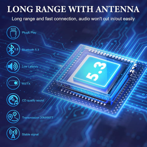 2 in 1 Bluetooth V5.3 Transmitter Receiver for TV to 2 Wireless Headphones, 3.5mm Jack Wireless Audio Adapter Support AptX Low Latency, HiFi Music...