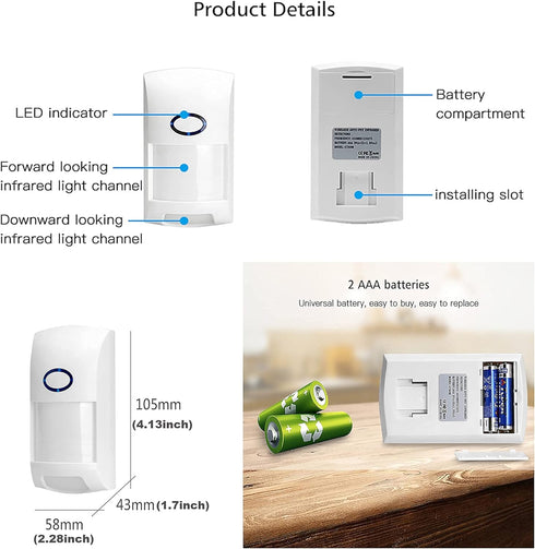 Wireless Smart Motion Sensor: PIR Motion Detector Alert, WiFi Infrared Home Security Alarm System, TUYA App Control, No Hub Required, Smart Home S...