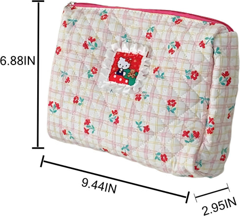 Kawaii Kitty Makeup Bag,Cute Kitty Cat Cosmetic Bag Travel Toiletry Bag,Kitty Travel Portable Makeup Bag for Girls and Women (Red)...
