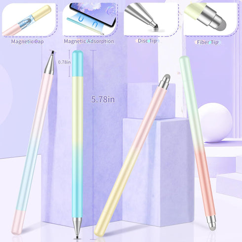 Stylus Pens for Touch Screens, High Precision 2-in-1 Disc Stylus Pen with Magnetic Adsorption, Compatible with iPad/iPhone/Tablets/Android and All...