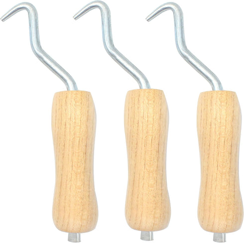 Rebar Twister with Wooden Handle Concrete Iron Wire Tie Twister Tool Hand Steel Tie Tool for Fence Twisting, 3 Pack...