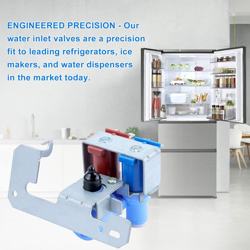 WR57X10032 Refrigerator Water Inlet Valve Dual solenoid by Romalon Fit for G.E Hot-point Refrigerator Replace WR57X10051 AP3672839 PS901314 AH304374 AP3192626