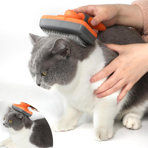 Self-Cleaning Slicker Brush for Dogs & Cats | Grooming Brush for Shedding | Skin-Friendly Dog & Cat Grooming | Deshedding Brush | Hair Brush for P...
