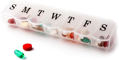 Deke Home - Weekly Pill Organizer (2 Pack), 7 Day Pill Box with Large Compartments & Snap-Shut Lids, Easy Open, BPA Free Plastic Medicine Organize...