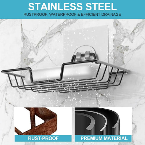 Soap Dish Holder, No Drilling Soap Bar Holder, 304 Rustproof Stainless Steel Soap Holder, Home Farmhouse Wall Mounted Soap Dish for Shower, Kitche...