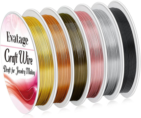 20 Gauge Jewelry Wire for Jewelry Making, Evatage 6 Rolls Craft Wire Tarnish Resistant Copper Beading Wire for Jewelry Making Supplies and Crafts...