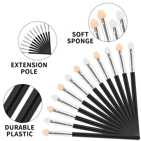 12 Pcs Long Eyeshadow Applicators Sponge Eyeshadow Brush Sets, Reusable Professional Makeup Brushes Set for Women, Eyeshadow Sponge Applicator Bru...