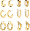 6 Pairs Gold Hoop Earrings for Women, 14K Gold Plated Huggie Hoop Earrings Set Hypoallergenic Lightweight Chunky Open Hoops Jewelry for Gift...