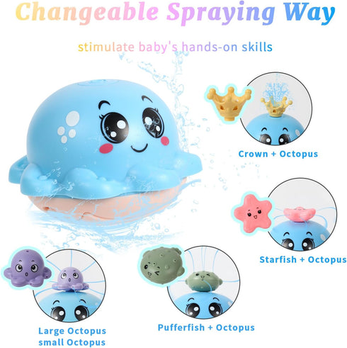 Baby Bath Toys, Light Up Automatic Spray Water Octopus Bathtub Toys for Baby 1 2 3, Sprinkler Pool Toys Gifts for Toddlers Kids 6-12 Months Infant...