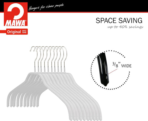 MAWA Ft Reston Lloyd Silhouette Series Non-Slip Space Saving Clothes Hanger for Shirts and Dresses, Style 41/F, Set of 10, White...