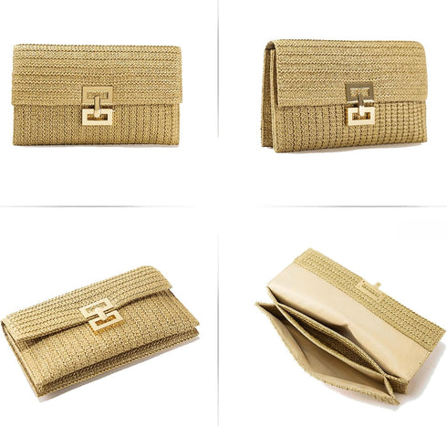 Straw Clutch Purse for Women Designer Evening Handbag Summer Beach Shoulder Crossbody Bag...