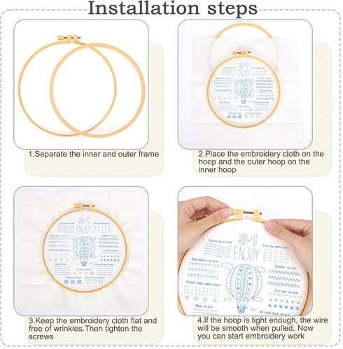 JSRQT 3 Sets Embroidery Kit for Adults Beginners,Needlepoint Craft Kits for Adults,Hand Embroidery Practice Kit for Adults,Learn 33 Different Stit...