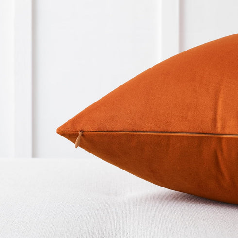 Mixhug Set of 2 Cozy Velvet Square Decorative Throw Pillow Covers for Couch and Bed, Burnt Orange, 18 x 18 Inches...