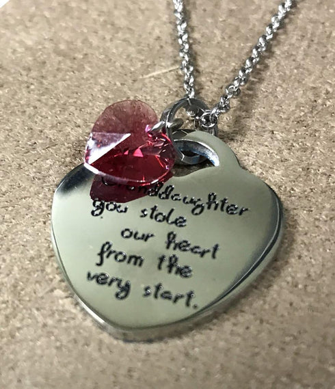 Grandaughter, You Stole Our Heart from the Very Start' Pendant Necklace...