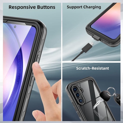 for Galaxy A54 5G Phone Case, Waterproof Case with Built-in Screen Protector & Cell Phone Ring Holder, Full Body Shockproof Rugged Heavy Duty Prot...