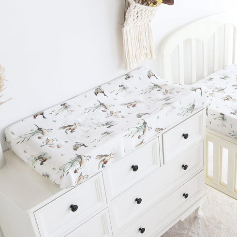 LifeTree Muslin Changing Pad Cover for Baby Girls Boys, 70% Viscose from Bamboo and 30% Cotton Natural Comfort Diaper Change Table Pad Covers, Sof...