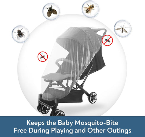 2 Pack Baby Mosquito Net for Stroller, Playard & Bassinet, Reusable Bug Net for Cradles, Carrier, Pack and Plays and Portable Mini Crib, Baby Play...