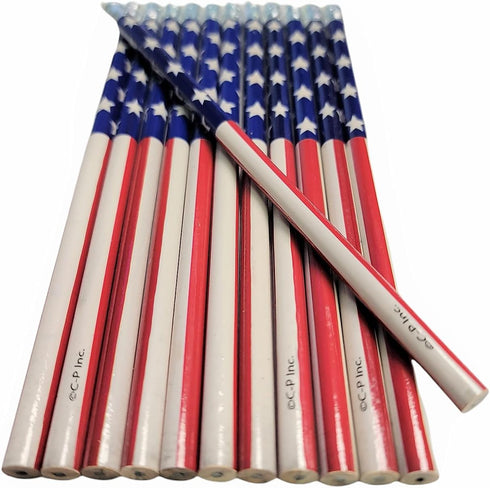 Vintage Look American US Flag #2 Lead Wooden 7.5" Pencils (Patriotic USA) Party Favor Stationery Printed Bones (36)...