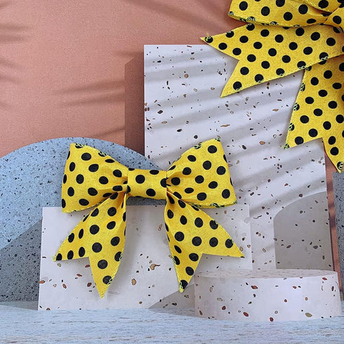 12 Yards Bumble Bee Ribbons Bee Wired Edge Ribbon Honeybee Decorative Ribbons Yellow Craft Ribbons for Wrapping Floral Hanging Ornaments Home Deco...