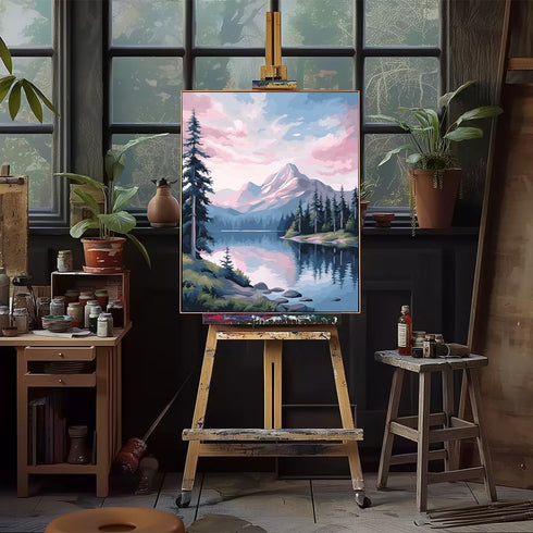 Natuyalo Landscape Paint by Numbers Kit for Adults - Mountain and River Paint by Number on Canvas Without Frame, DIY Acrylic Painting for Ideal Gi...
