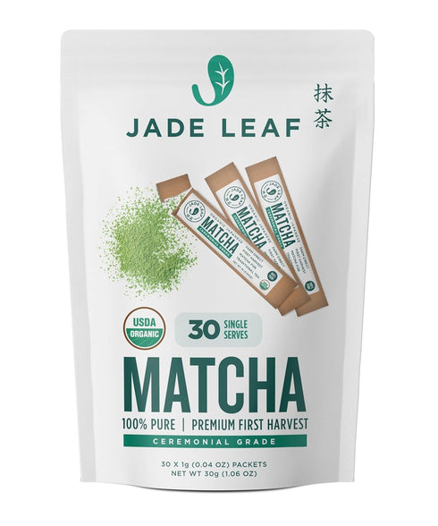 Jade Leaf Matcha Organic Ceremonial Grade Green Tea Powder - Farm Direct First Harvest - Single Serve Stick Packs - Authentic Japanese Origin (30 ...