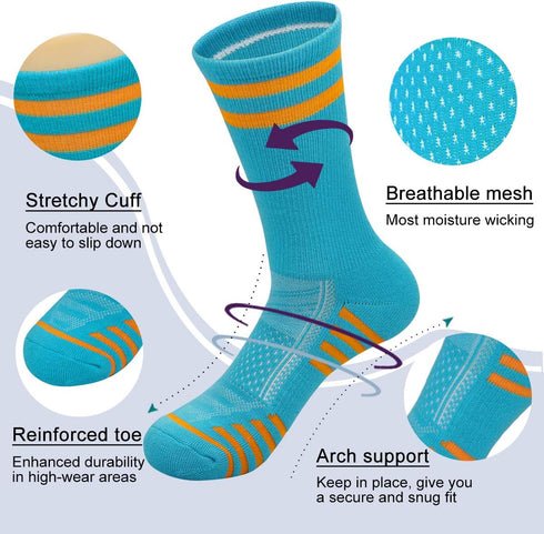 Women's Athletic Crew Socks 6 Pack, Running Breathable Cushion Socks with Arch Support...