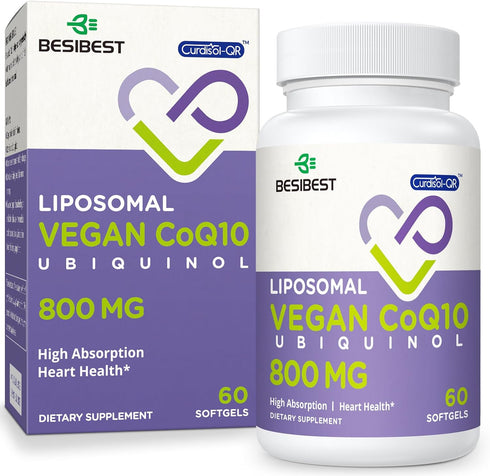 Liposomal Ubiquinol CoQ10 800 MG Softgel, High Absorption CoQ10 Ubiquinol Supplement, Active Coenzyme Q10 800mg, Powerful Antioxidant for Heart & ...