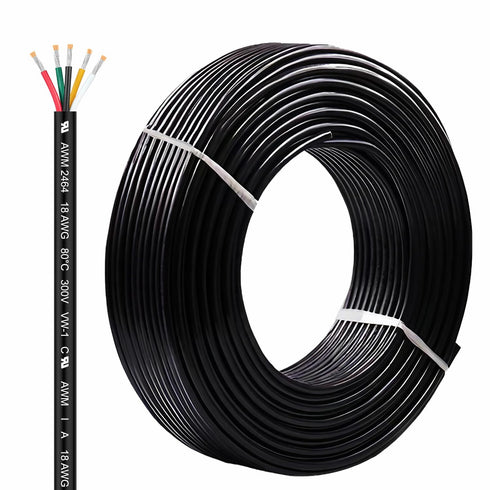 UL2464 10FT 18 Gauge 5 Conductor Electrical Wire, Tinned Oxygen Free Copper 5 Wire, 18/5 AWG Landscape Wire, OFC Speaker Wire, Low Voltage Wire, A...