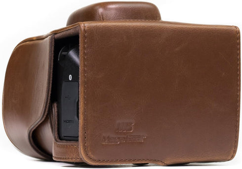 MegaGear Nikon D3400 Ever Ready Leather Camera Case and Strap, with Battery Access - Dark Brown - MG857...