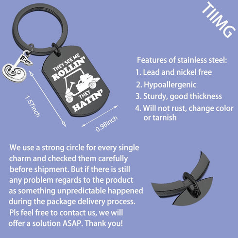 TIIMG They See Me Rollin They Hatin Keychain For Golf Lover Golf Cart Gift Golfing Club Gift Golfer Gift...