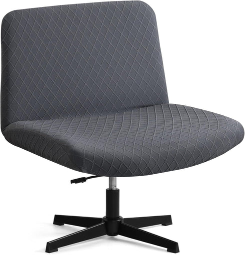 Armless Criss Cross Office Desk Chair Cover Slipcover, Waterproof Stretch Jacquard Vanity Swivel Chair Cover Mid Back Wide Seat Office Computer Ga...