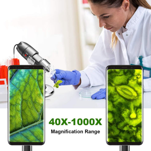 USB Microscope Camera 40X to 1000X, Cainda Digital Microscope with Metal Stand & Carrying Case, Compatible with Android Windows Linux Mac, Portabl...