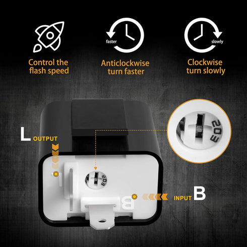 NTHREEAUTO 2 Pin Electronic Flasher Relay, Adjustable 12V Relays Fix for LED Turn Signal Hyper Flash, Universal...