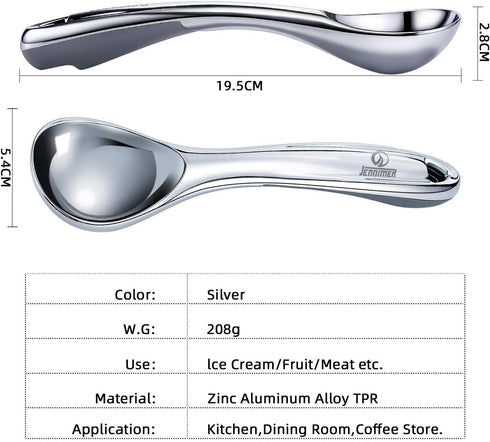 Heavy Duty Ice Cream Scoop, Commercial Ice Cream Scoop with Hook Longer Professional Antifreeze-Metal Easy-Grip Unbreakable,High Qality Zinc Alloy...