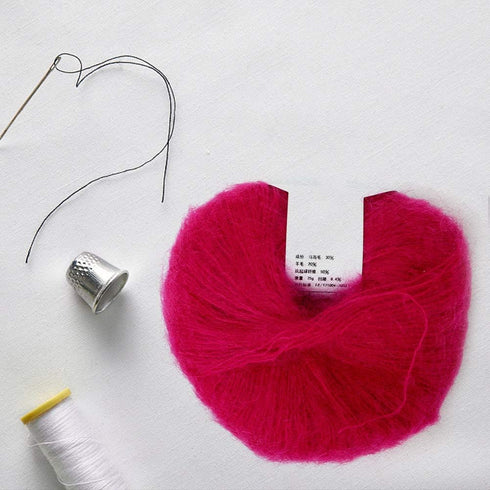 Balls of Wool Yarn, Angora Wool Yarn Soft Mohair Pashm Knit Angora Long Wool Yarn Hot Handmade Knitted Yarn for Hand Knitting Crocheting (14 Rose ...