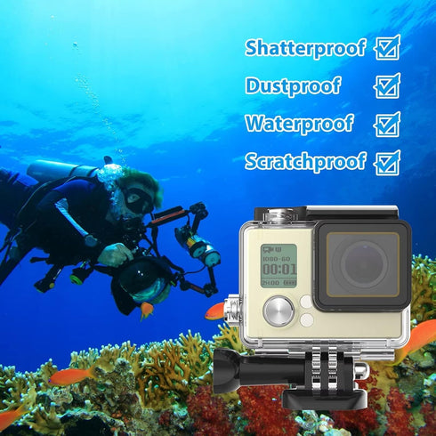 HONGDAK Waterproof Housing Case for GoPro Hero 4/3/3+, 60M/196FT Underwater Protective Dive Housing Shell with Bracket Mount Accessories for GoPro...