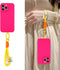 Silicone Phone Case Compatible with iPhone 15 Pro Max Case, Neon Pink Silicone Sling Wristband Phone Case, Liquid Silicone with Anti-Scratch Micro...