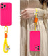 Silicone Phone Case Compatible with iPhone 15 Pro Max Case, Neon Pink Silicone Sling Wristband Phone Case, Liquid Silicone with Anti-Scratch Micro...
