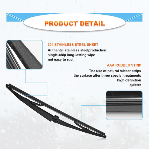 Rear Windshield Wiper Blade Kits, 14in Rear Windshield Back Wiper Accessories Compatible With Grand Cherokee 2005-2010#05139836AB...