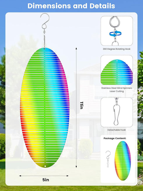 1 PCS Rainbow Helix Stainless Steel Wind Spinners, 3D Hanging Wind Spinner Reflective Wind Spinners, Sparkly Metal Wind Spinner, Wind Sculptures, ...