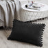 Fancy Homi Pack of 2 Black Lumbar Decorative Throw Pillow Covers with Pom-poms, Soft Corduroy Solid Rectangle Cushion Cases Set for Couch Sofa Bed...