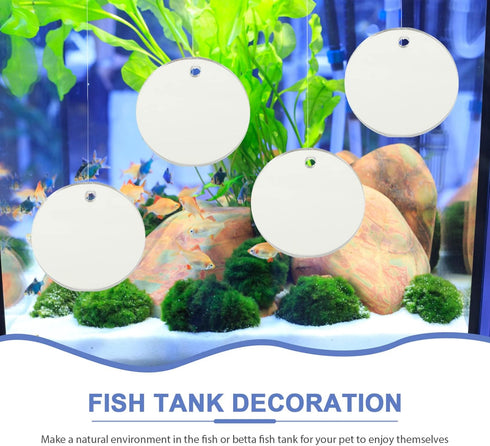 ULTECHNOVO 4Pcs Betta Fish Mirrors Betta Exercise Mirror for Fish Tank Circle Exercise Mirror with Floating Ball for Aquarium Fish Tank -5cm...