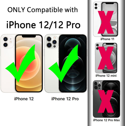 TENOC Phone Case Compatible with iPhone 12 & iPhone 12 Pro, Black Case Anti-Fingerprint Protective Bumper Matte Cover for 6.1 Inch...