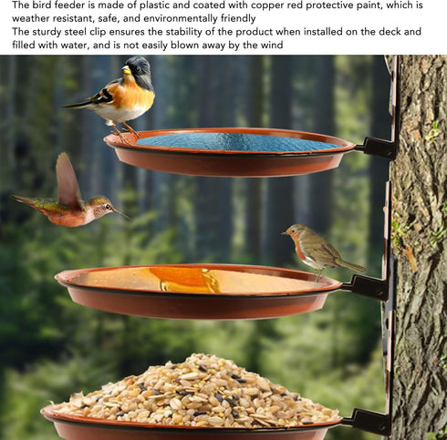 Tree Mount Bird Tray, Large Capacity Tree Mounted Bird Feeder with Heavy Duty Metal Ring for Terrace (3 Pot and 3 Bracket)...