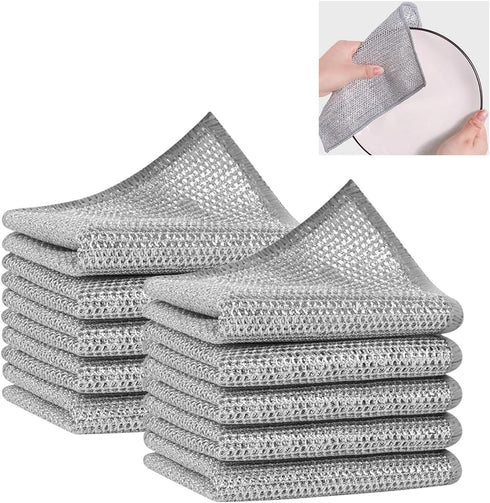 Zaeicnkk 10PCS Wire Dishwashing Rag for Wet and Dry, Multipurpose Wire Dishcloth Cleaning Cloth for Washing Dishes Kitchen Cleaning Mabu10pcs...