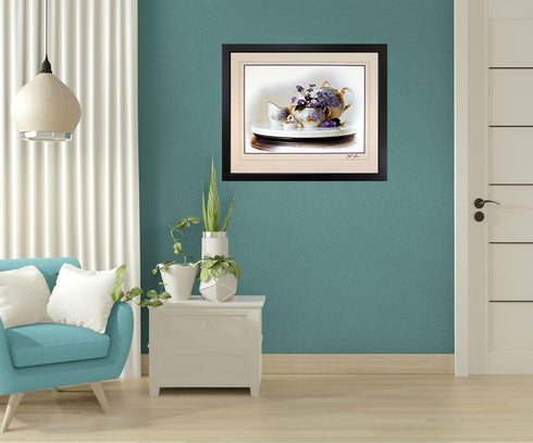 Country Wall Decor Violets Flowers & Kettle Tea Pot Still Life Art Print Poster Picture (16x20)...