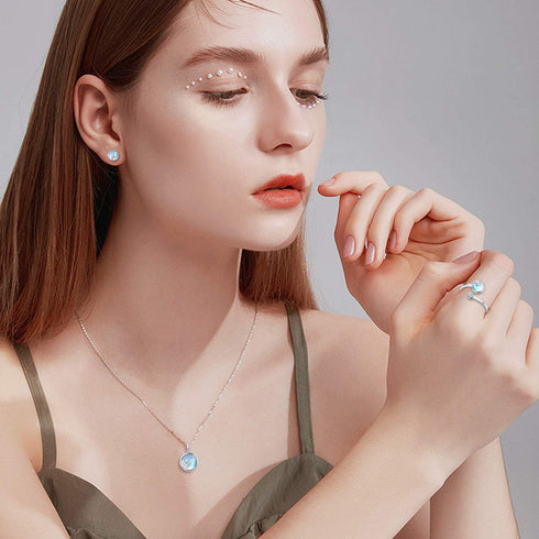 Mermaid Tail Moonstone Stud Earrings Jewelry Gifts 925 Sterling Silver Ocean Sea Whale’s Tail Earrings Moonstone Fishtail Stud Earrings for Women...
